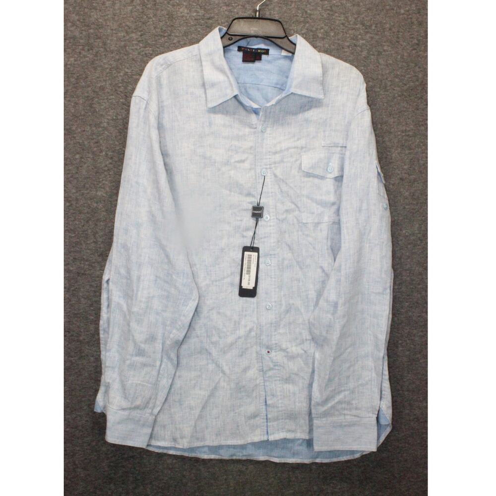 Tulliano Shirt Sky Hope Mens XL 100% Silk Button Up Long Sleeve Blue NEW